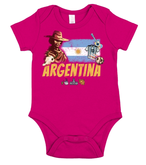 Argentina vintage gaucho with flag and soccer ball Short Sleeve Baby One-Piece