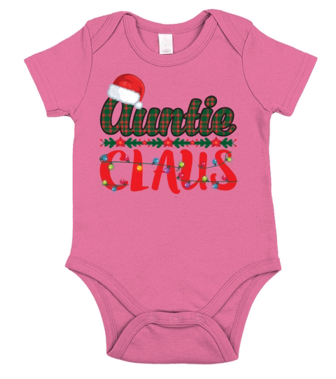 Auntie Claus Merry Christmas Funny Aunt Short Sleeve Baby One-Piece