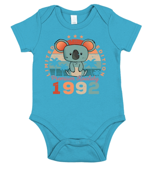 Birth Year 1992 Birthday Gift Koala Bear Koalas Short Sleeve Baby One-Piece