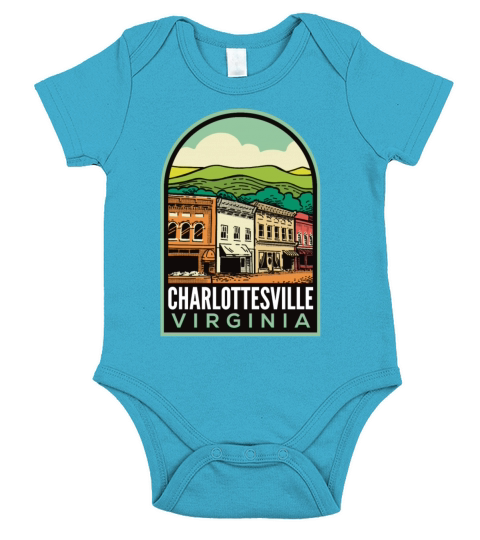 Charlottesville VA Historic Downtown Vintage Short Sleeve Baby One-Piece