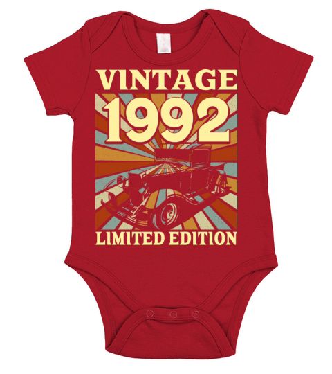 Classic And Old Car 1992 Vintage 30th Birthday Short Sleeve Baby One-Piece