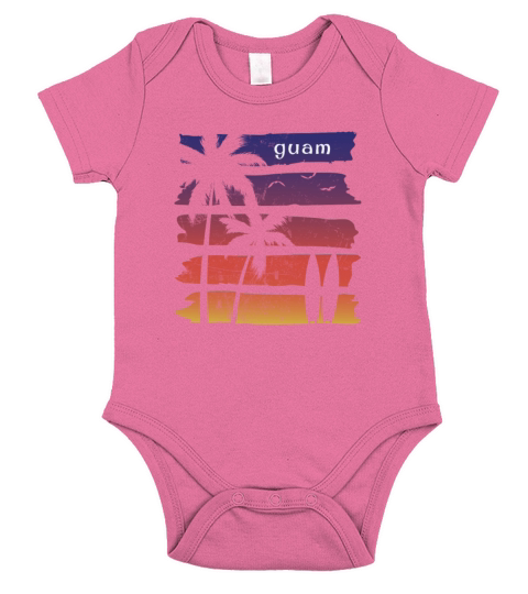 Cool Guam Surfing Fan Beach Palm Tree Short Sleeve Baby One-Piece