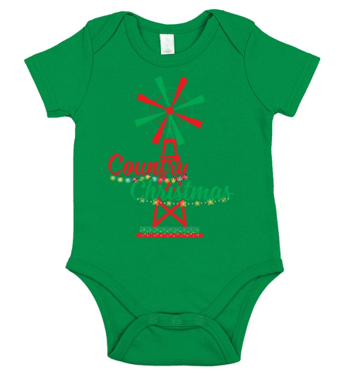 Country Christmas Windmill With Ornaments Short Sleeve Baby One-Piece