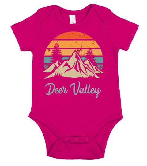 Deer Valley Retro Vintage Mountain Sunset Outdoors Short Sleeve Baby One-Piece