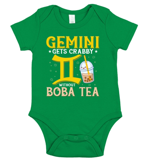 Gemini Gets Crabby Without Boba Tea Funny Bubble Short Sleeve Baby One-Piece