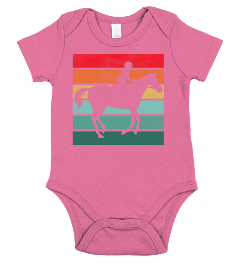 Girls Horse Riding Shirt Vintage Retro Short Sleeve Baby One-Piece