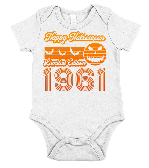 Halloween Pumpkin Birthday 1961 Vintage Short Sleeve Baby One-Piece