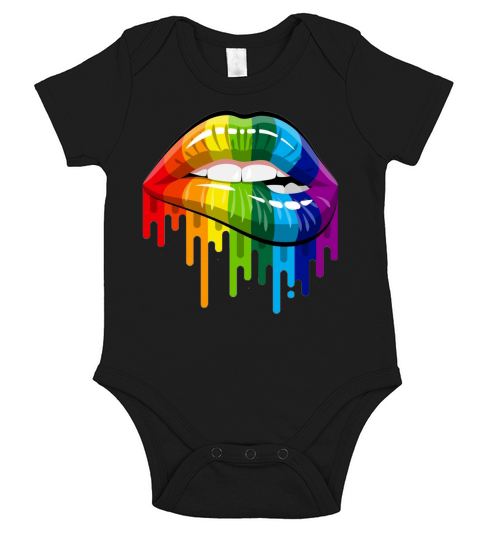 Lgbt Gay Homosexual Lesbian Rainbow Lips Pride Short Sleeve Baby One-Piece