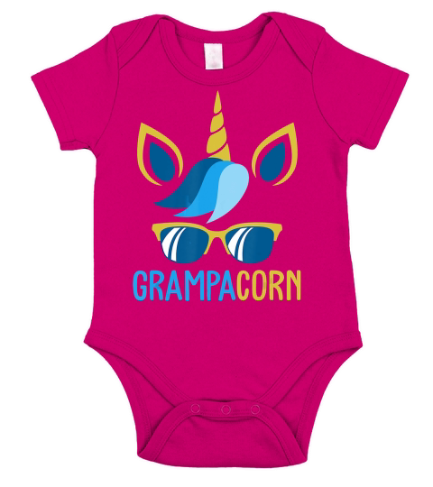 Mens Grampacorn Family Grampa Fathers Day Unicorn T-Shirt Short Sleeve Baby One-Piece