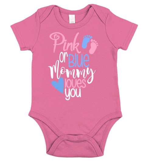 Pink or blue mommy loves you Short Sleeve Baby One-Piece