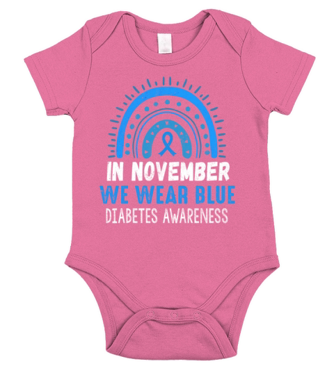 Rainbow Blue In November Diabetes Awareness Month Short Sleeve Baby One-Piece