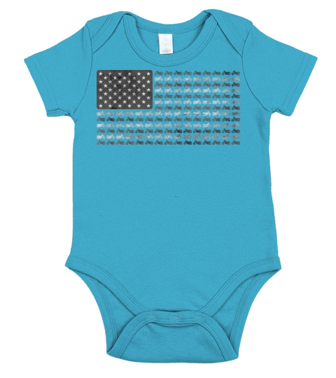 Retro Motorcycle American Flag July 4th USA Biker Short Sleeve Baby One-Piece