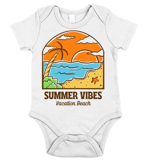 Sunshine Summer atmosphere Beach with palm trees R Short Sleeve Baby One-Piece