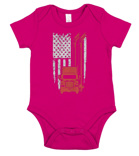 Trucker - Cool Flag t-shirt for american trucker T shirt Short Sleeve Baby One-Piece