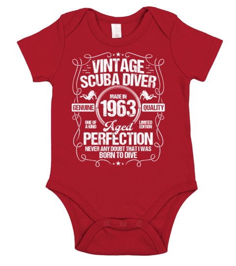 Vintage Scuba Diver 1963 Snorkeling Birthday Short Sleeve Baby One-Piece