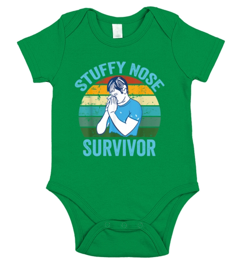 Vintage Stuffy Nose Survivor Short Sleeve Baby One-Piece