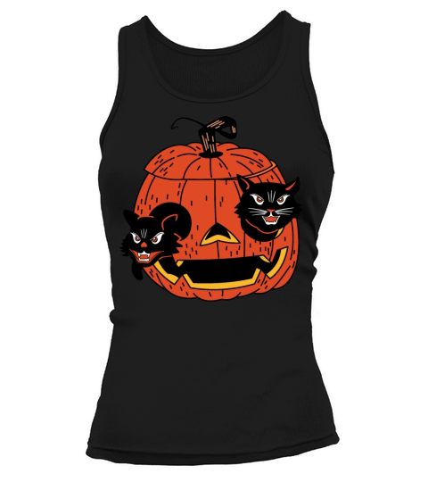 Two black cats and a pumpkin Tank top Woman