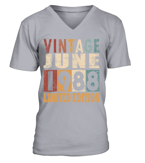1988 vintage born in June gift V-Neck T-shirt