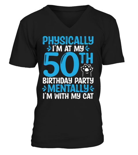 50 Year Old Cat Dad with my Cat Mom 50th Birthday V-Neck T-shirt