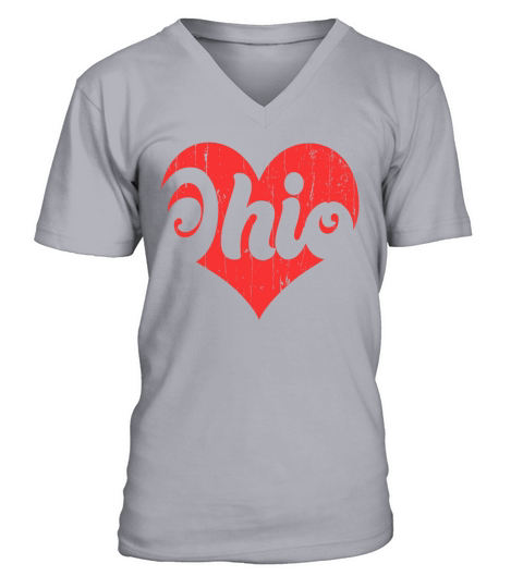 America Citizen US State Flag Heart Love Ohio V-Neck T-shirt