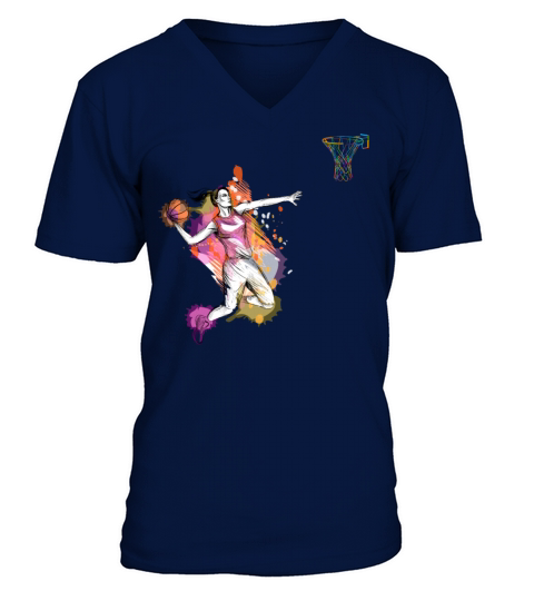 Basketball Girl DIY Vintage Color Girl Basketball V-Neck T-shirt