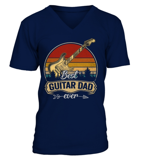 Best Guitar Dad Ever Vintage Sunset Guitarist Shirt Men Gift T-Shirt V-Neck T-shirt