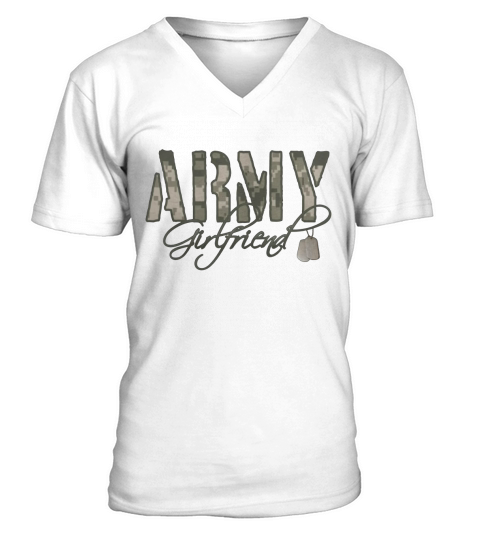 Black Army Girlfriend- Dog Tags Womens T-Shirts V-Neck T-shirt