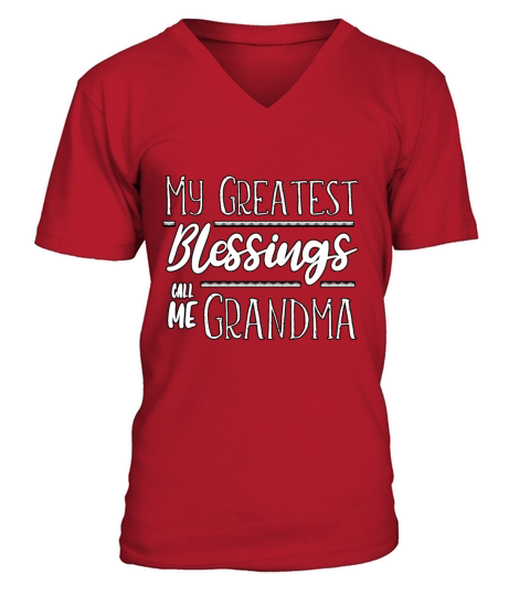 Cute My Greatest Blessings Call Me Grandma Best Na V-Neck T-shirt