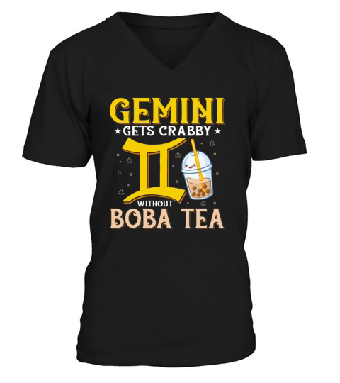 Gemini Gets Crabby Without Boba Tea Funny Bubble V-Neck T-shirt