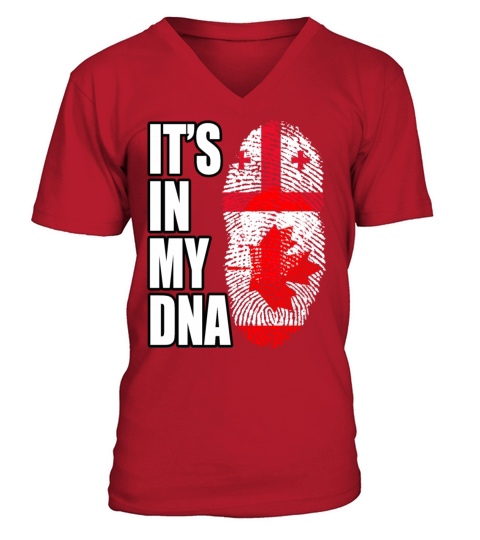 Georgian And Canadian Mix Heritage DNA Flag V-Neck T-shirt