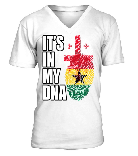 Ghanaian And Georgian Mix Heritage DNA Flag V-Neck T-shirt