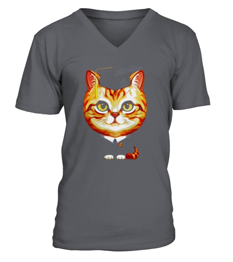 Ginger Tabby Cat Graduation T-shirt V-Neck T-shirt