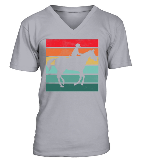 Girls Horse Riding Shirt Vintage Retro V-Neck T-shirt