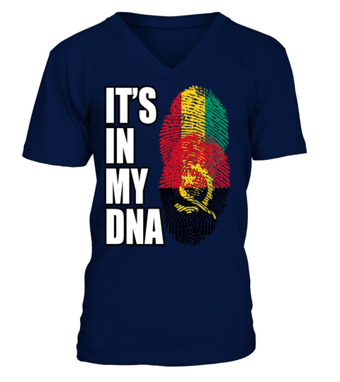 Guinean And Angolan Mix Heritage DNA Flag V-Neck T-shirt
