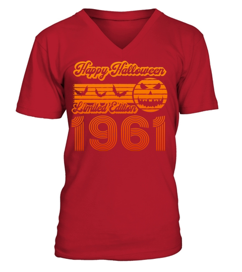 Halloween Pumpkin Birthday 1961 Vintage V-Neck T-shirt