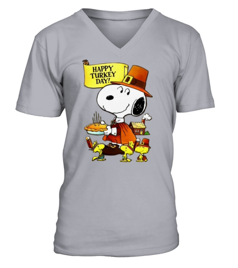 Happy Turkey Day Snoopy And Woodstock Thanksgiving Day shirt - Unisex Long Sleeve V-Neck T-shirt