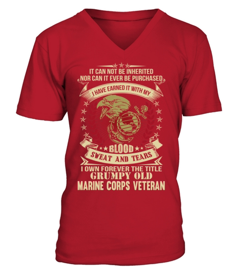 I am a grumpy old Marine veteran V-Neck T-shirt