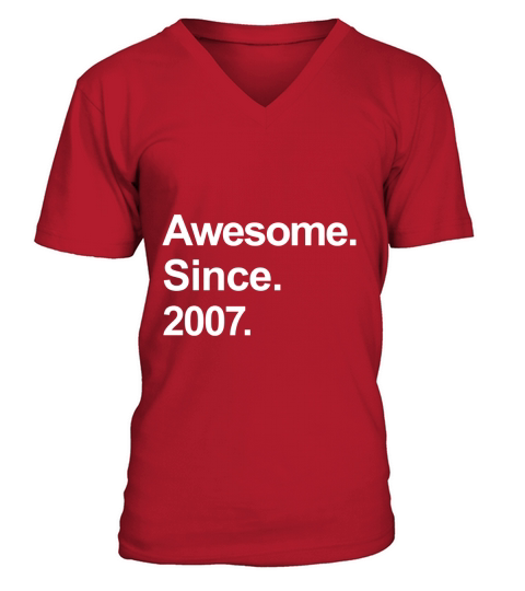 Kids Awesome Since 2007 Shirt Cool 10th Birthday Gifts TShirt V-Neck T-shirt