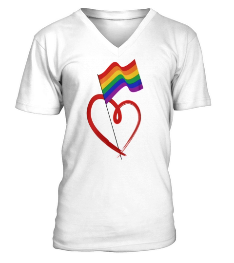 LOVE WINS HEART - LGBT GAY LESBIAN RAINBOW PRIDE - Mens Muscle T-Shirt V-Neck T-shirt