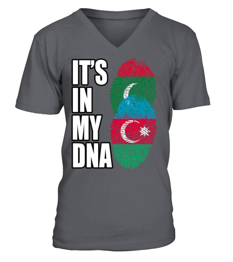 Maldivian And Azerbaijani Mix Heritage DNA Flag V-Neck T-shirt