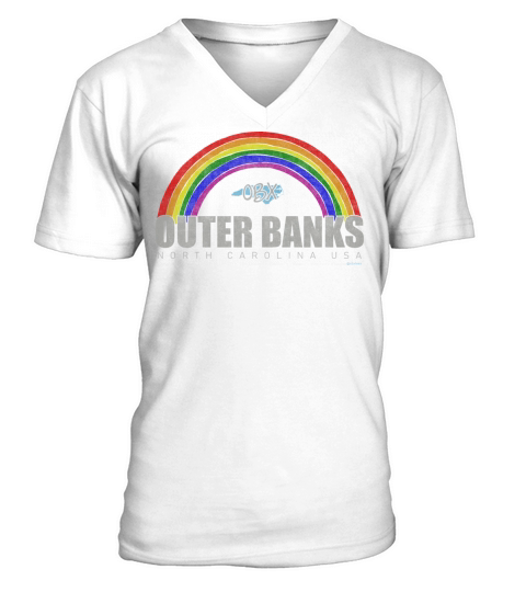 Rainbow Outer Banks OBX North Carolina USA Vintage V-Neck T-shirt