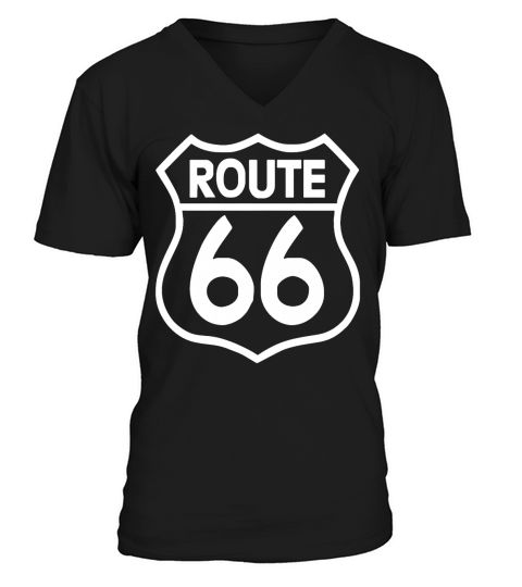 ROUTE 66 stampa BIANCA starda america SPORT T-Shirt V-Neck T-shirt