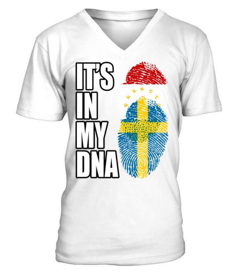 Tajikistani And Swedish Vintage Heritage DNA Flag V-Neck T-shirt
