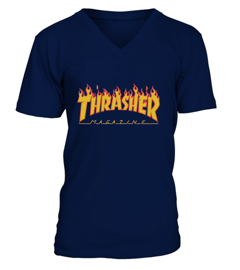 Thrasher Magazine Flame Logo T-shirt Black V-Neck T-shirt