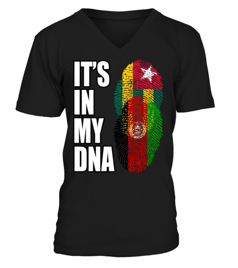 Togolese And Afghanistan Mix Heritage DNA Flag V-Neck T-shirt