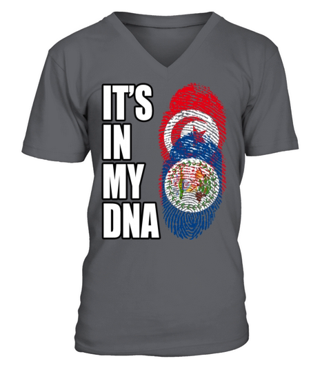 Tunisian And Belizean Mix Heritage DNA Flag V-Neck T-shirt