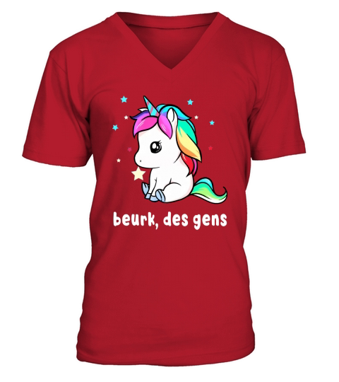 Unicorn Beurk Des Gens Licorne shirt V-Neck T-shirt