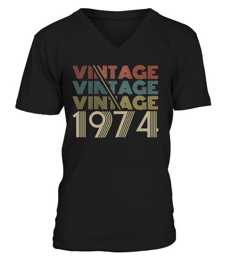 Vintage Legends Born In 1974 Aged 44 Years Old Being Awesome V-Neck T-shirt