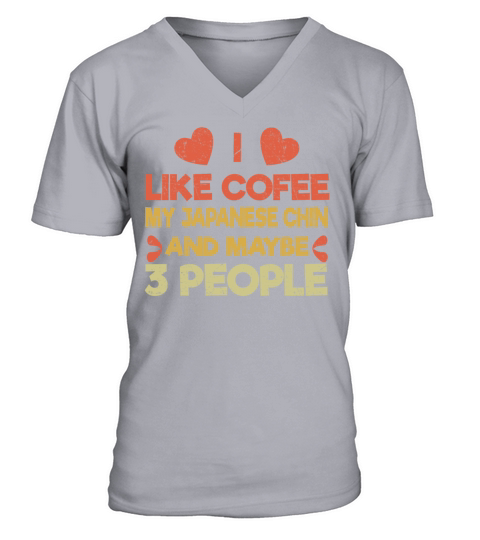 Vintage Pet Dog Like Coffee Love Japanese Chin V-Neck T-shirt