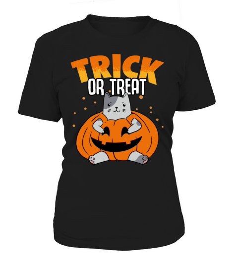 Awesome Cat In A Pumpkin Face For Trick Or Treat Women's T-Shirt